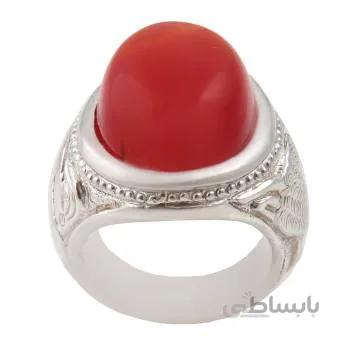 انگشتر نقره مردانه مدل دست ساز قلم زنی سنگ عقیق یمن کد AM_1854