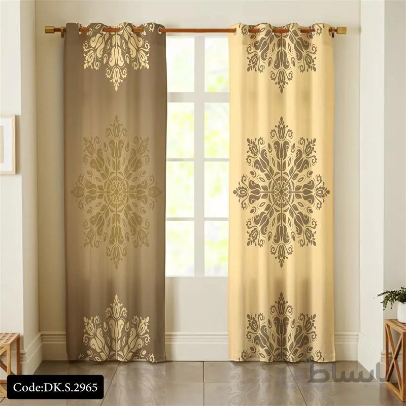 پرده پانچی (هازان و مخمل)کد DK.S.2965 طرح ایرانی و سنتی اسلیمی تک نقش