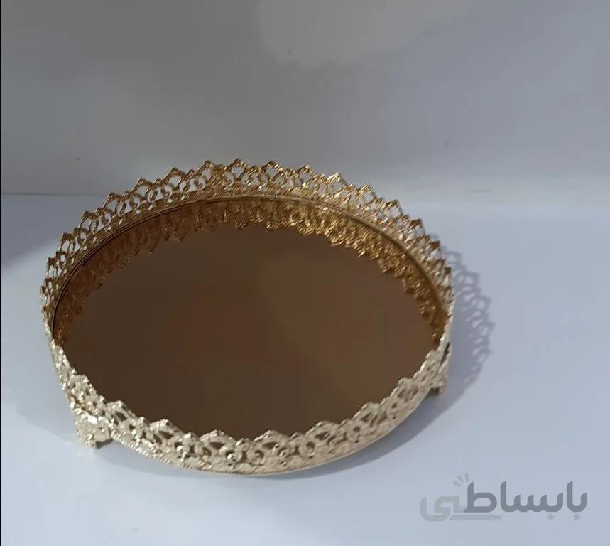 سینی آنتیک گرد آینه دار کوچک