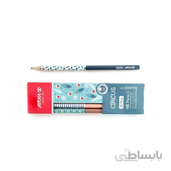 مداد مشکی طرح دار آریا – بسته 12 عددی
