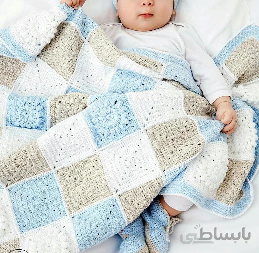 پتونوزادی بافتنی مدل گل برجسته کد5587