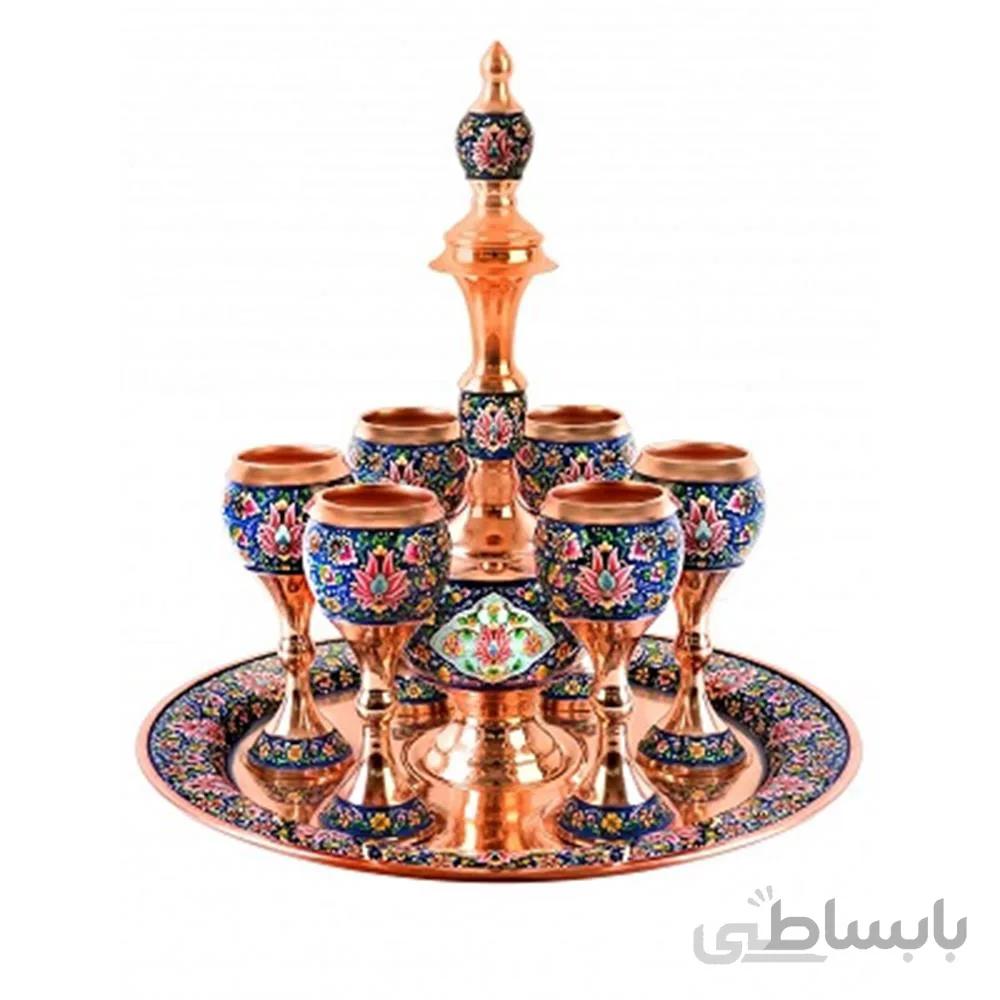 سرویس شربت خوری کوچک مس و پرداز ا Service syrup, fresh small copper and processor