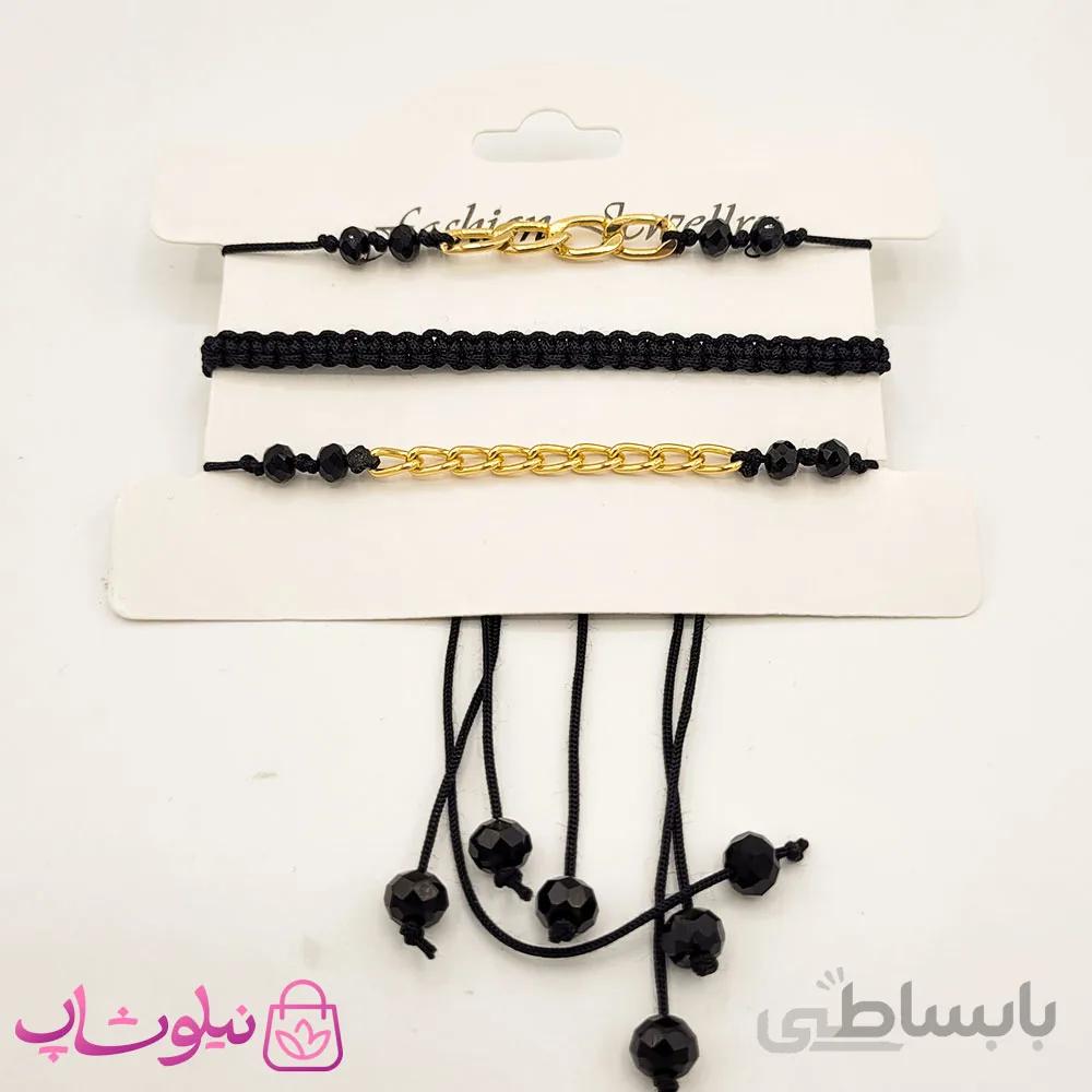 پابند زنانه مشکی سه ردیفه
