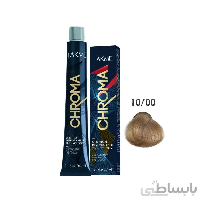 رنگ مو فاقد آمونیاک کروما لاکمه Lakme Chroma Ammonia Free Permanent Hair Color 10/00 60ml