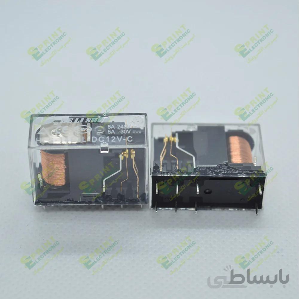 رله 12 ولت شیشه ای 8 پایه 5 آمپر HLS-14F3L-DC12V-C