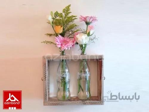 جاگلدانی چوبی با گلدان های شیشهای ا جاگلدانی چوبی با چوب درختان میوه یا جنگلی