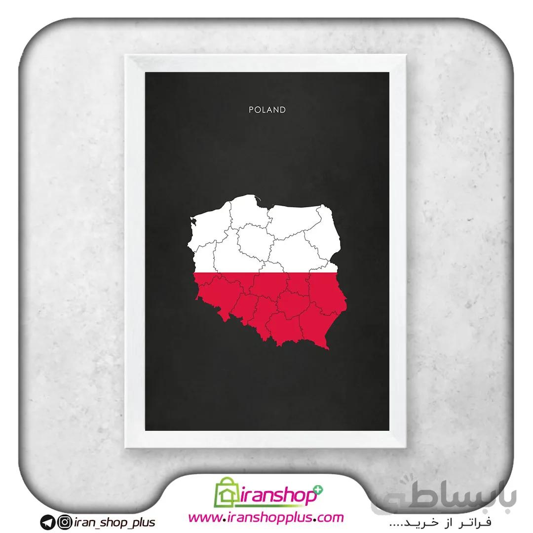 تابلو نقشه کشور لهستان با تم Nation Flag