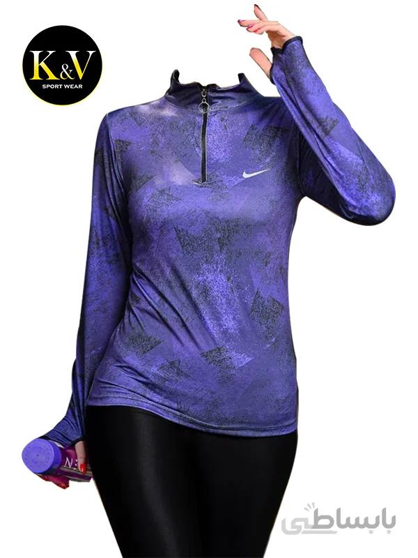 بلوز نیم زیپ فینگردار ورزشی زنانه Nike کد 01 ا Nike Womens Sports Finger Half Zipper Blouse Code 01