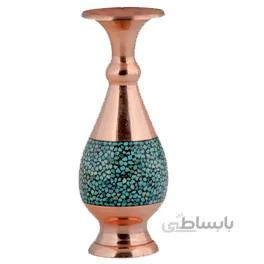 گلدان فیروزه کوب اثر آقاجانی ارتفاع 14 سانتی متر کد GF-41