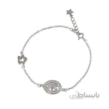 دستبند نقره زنانه بازرگانی میلادی مدل فانتزی کد DP_484