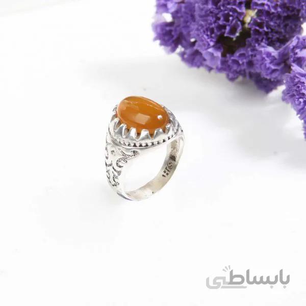 انگشتر نقره مردانه با نگین شرف الشمس کد 181051
