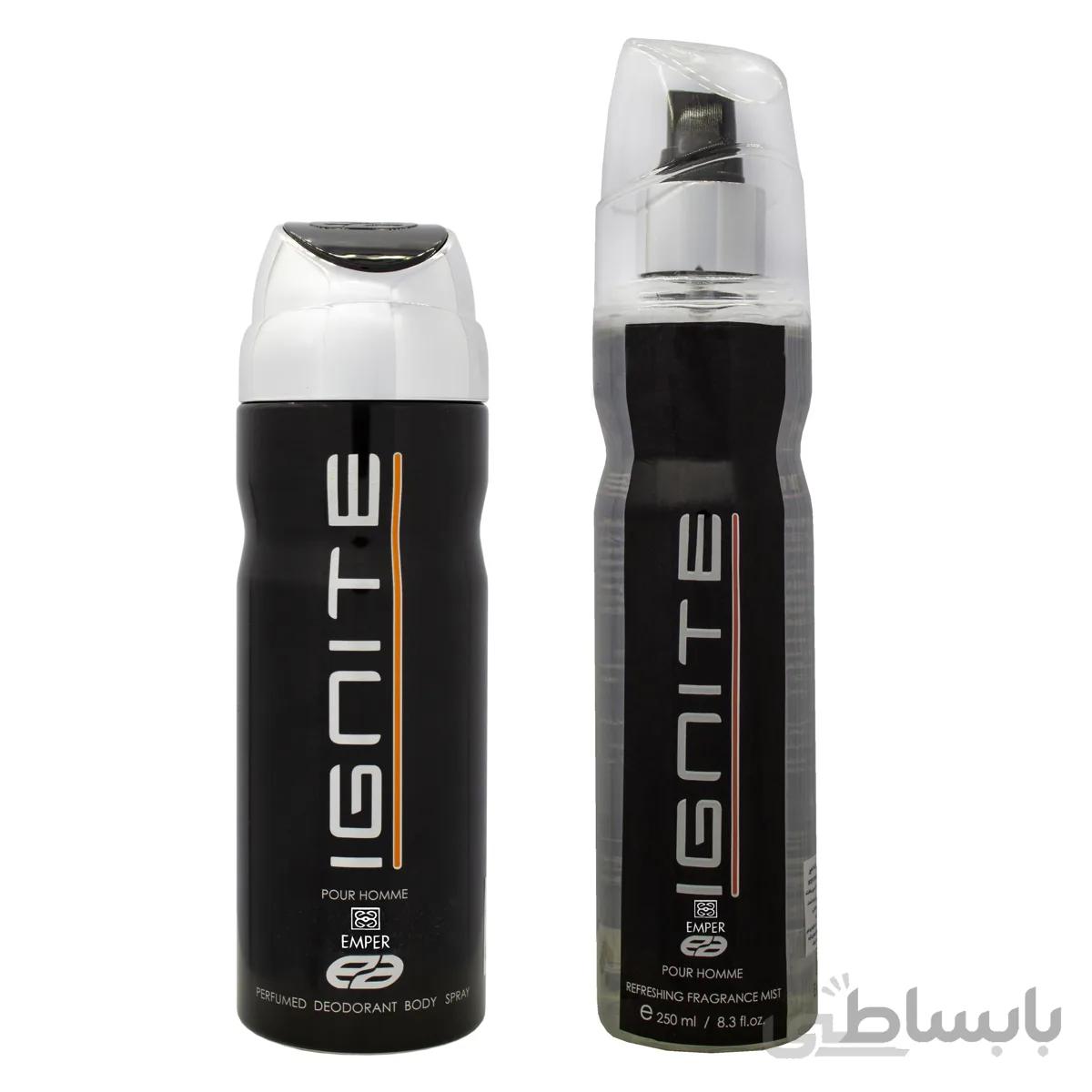 بادی اسپلش مردانه امپر مدل IGNITE حجم 250 میلی لیتر به همراه اسپری بدن مردانه امپر مدل IGNITE حجم 200 میلی لیتر
