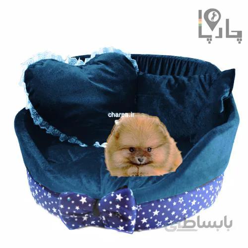 جای خواب سگ و پت رویال Royal سایز بزرگ با تشک کف و دو بالشت - رنگ آبی رویال