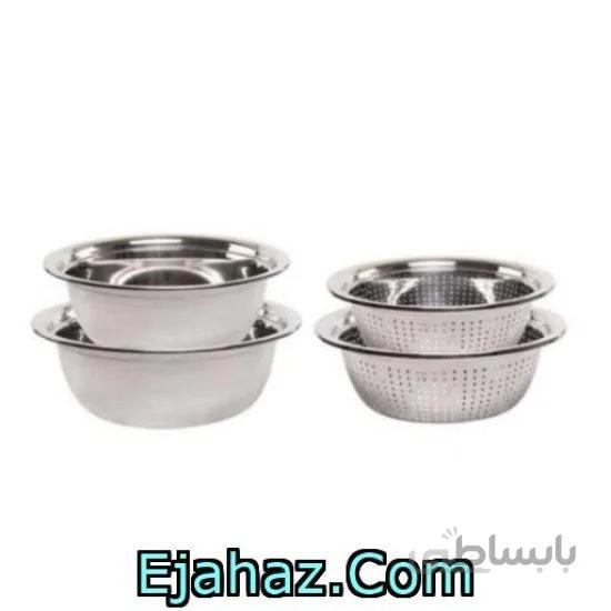 لگن و آبکش استیل 4 پارچه یونیک سایز 20 و 24