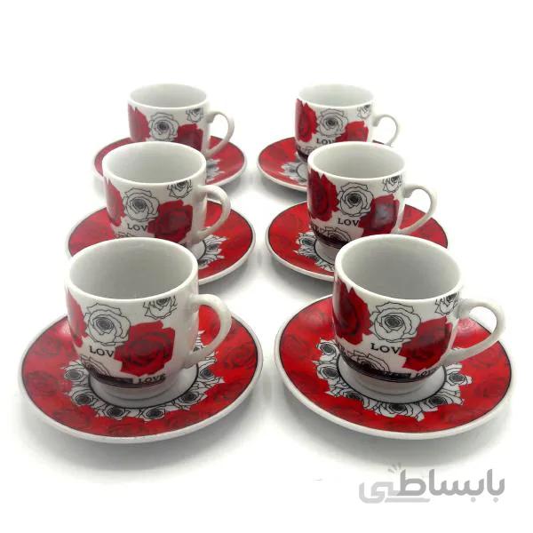 ست فنجان و نعلبکی قهوه خوری 6 نفره مدل Love