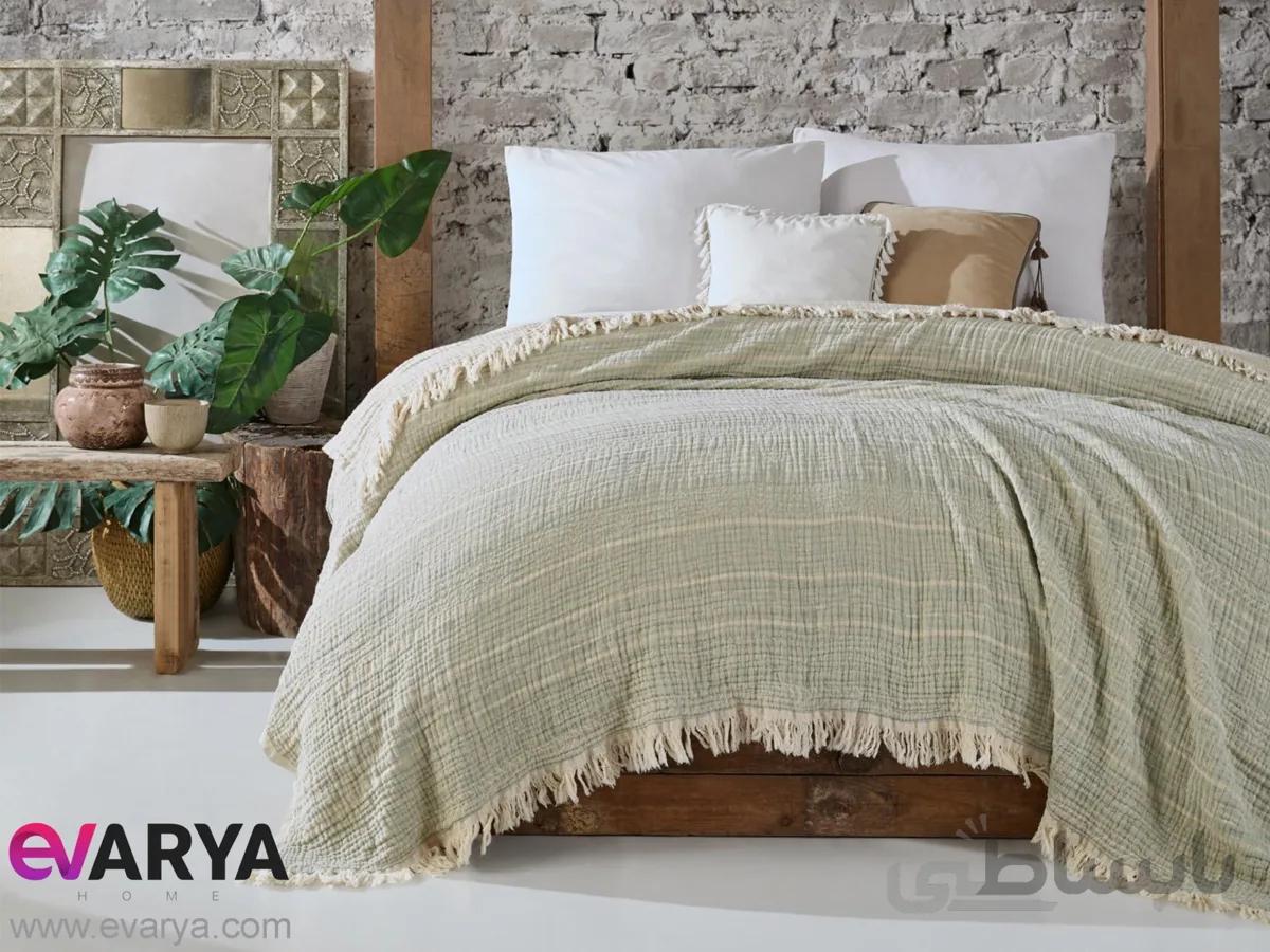 روتختی پیکه طرح Boho برند Saheser سایز دو نفره رنگ نوک مدادی