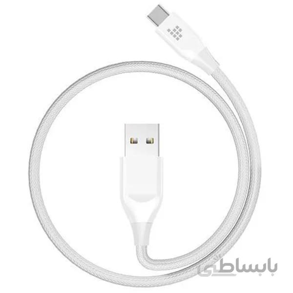کابل ترنسمارت Type C-USB- با روکش نایلونی بافته شده-خاکستری