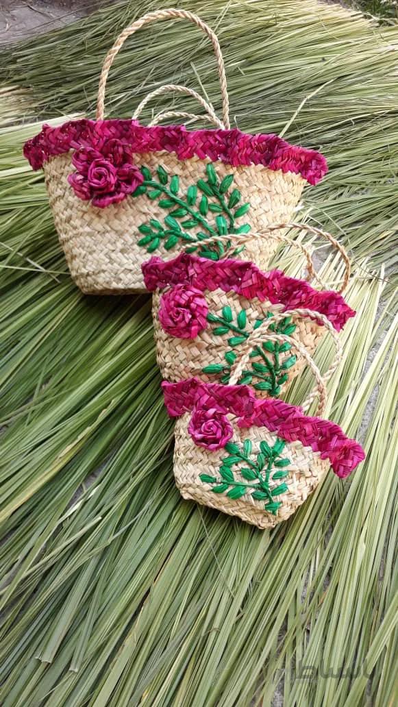 سبد حصیری گلدار کد ۱۰۱۸۸۶
