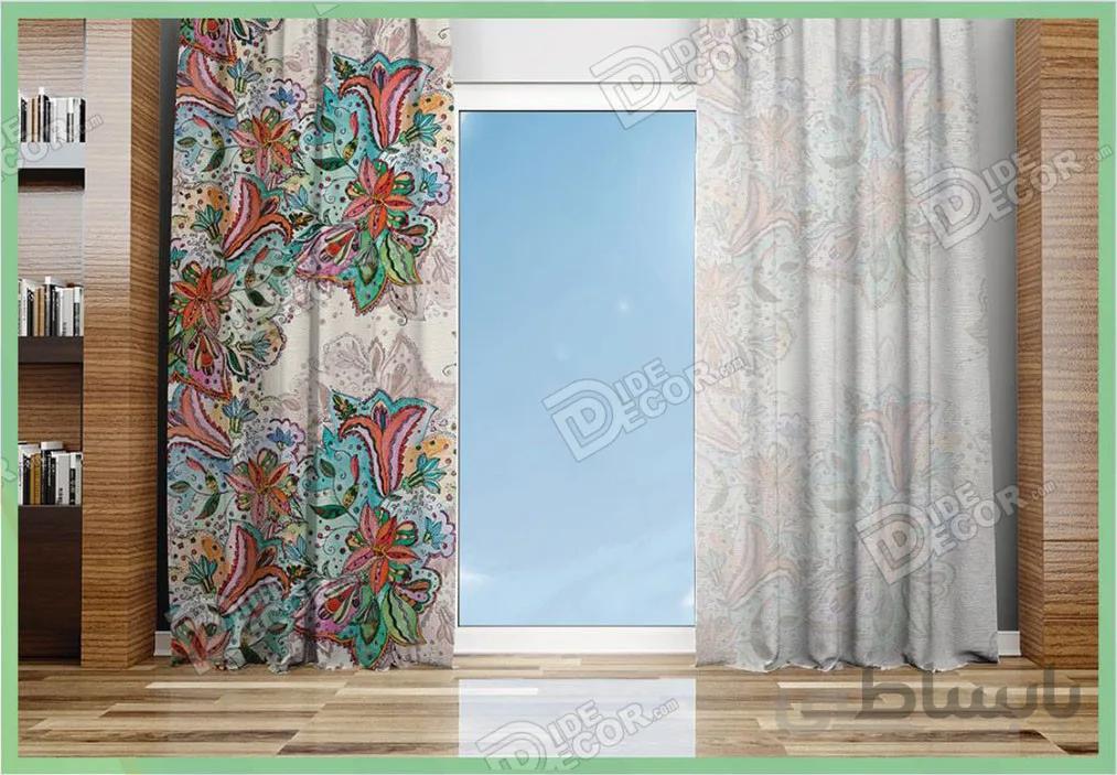 پرده پانچ گل دار کد M 162