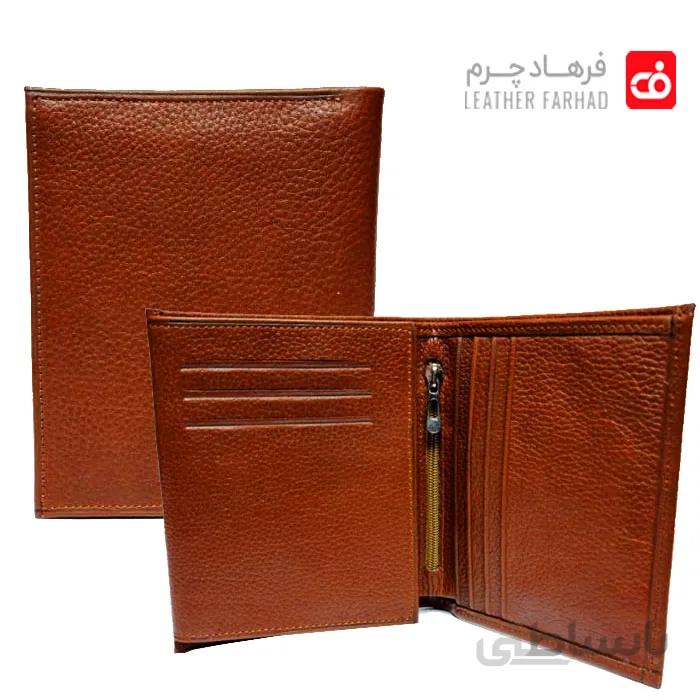 کیف پول کتابی جیبی فولوتر چرم طبیعی تبریز