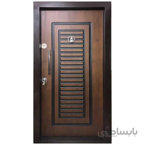 درب ضد سرقت طرح آبشار روکش راش سی ان سی - 110*210 / راست بازشو