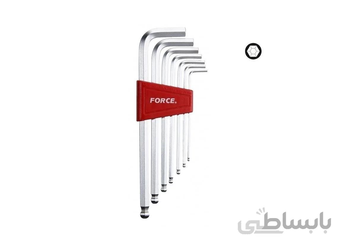 سری آچار آلن سر گرد 7 عددی بلند (از 2.5 تا 10 میلیمتر) فورس – FORCE مدل 5072LB