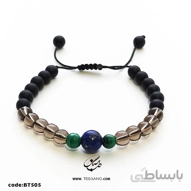 دستبند سنگ لاجورد، مالاکیت، کوارتز دودی، اونیکس کد BT-505
