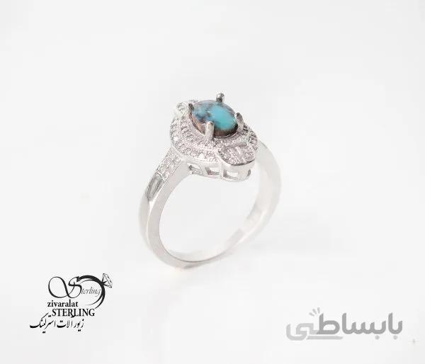 انگشتر فیروزه زنانه با طرح بیضی
