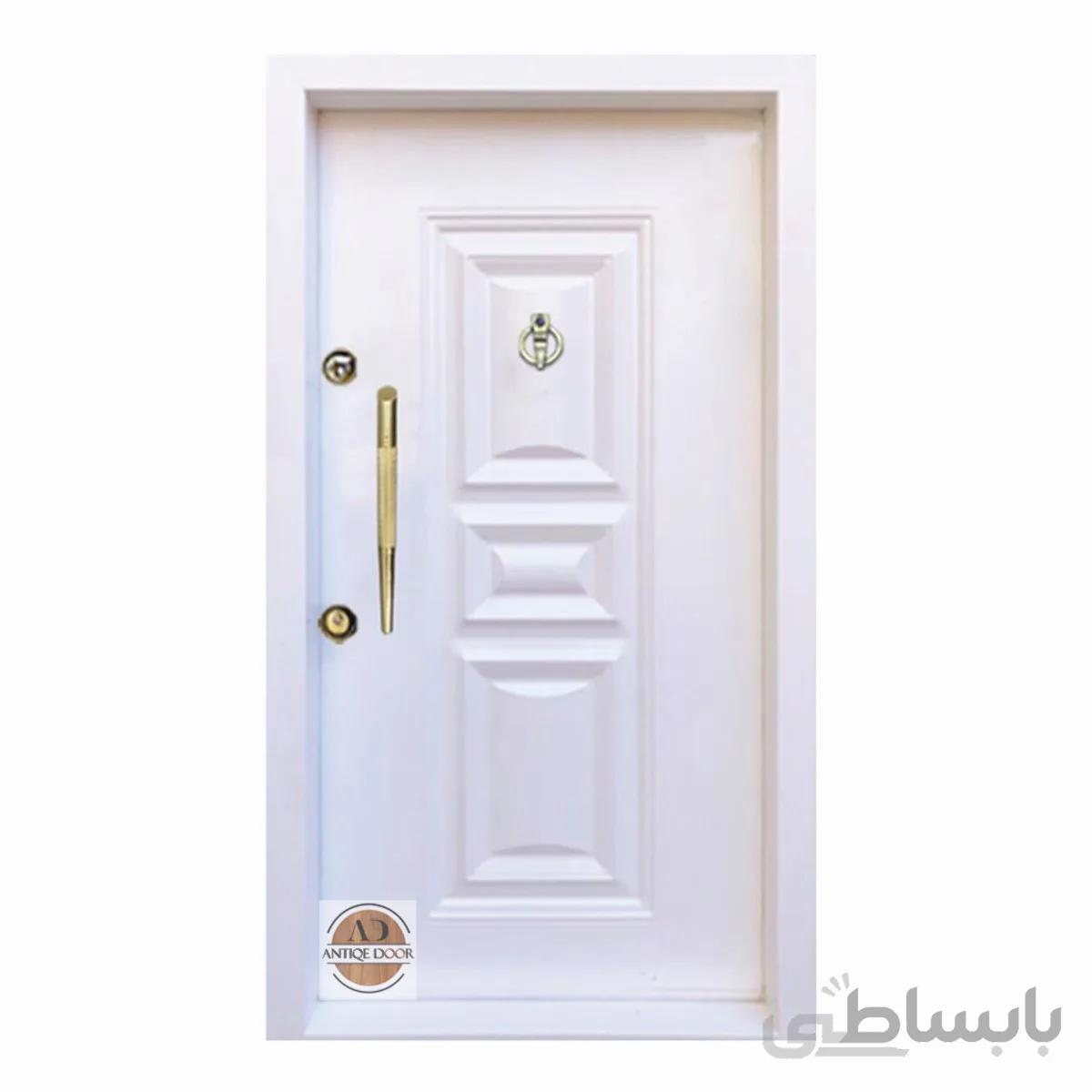 درب ضد سرقت روکش فلزی مدل پردیس سفید - راست بازشو