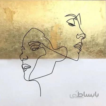 تابلو نقاشی رنگ روغن لاین ارت با ورق طلا