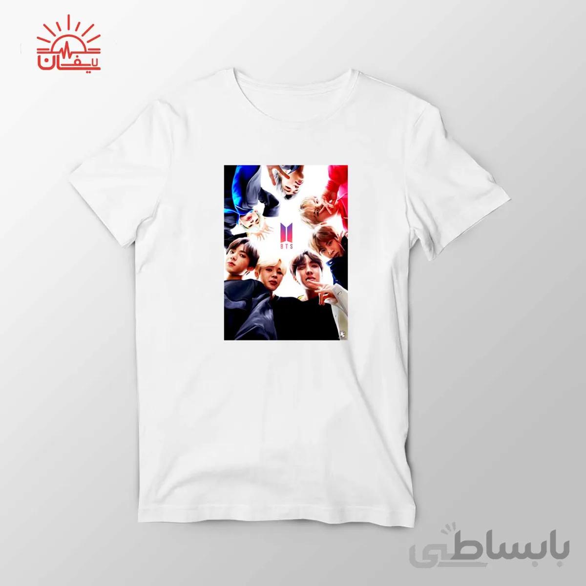 تیشرت سفید طرح bts