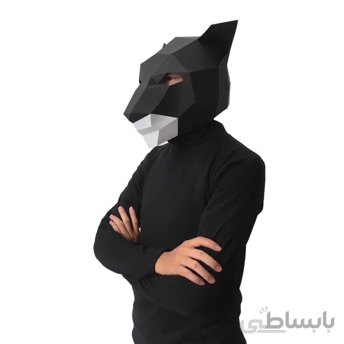 ماسک صورت اوریگامی مدل پلنگ سیاه
