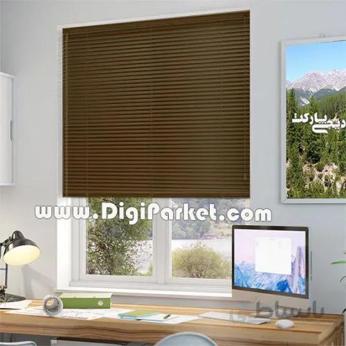 پرده کرکره فلزی طرح چوب زیتونی سیر ۲۵ میلیمتری P95