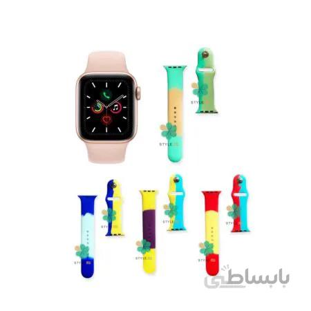 بند ساعت اپل واچ Apple Watch 38/40mm سیلیکونی طرح آبرنگ ا Silicone Colourful Watercolor Band For Apple Watch 38/40mm
