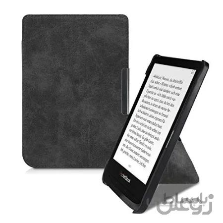 kwmobile مورد اوریگامی برای Pocketbook Touch Lux 4 / Basic Lux 2 / Touch HD 3 - PU چرم / پوشش Faux Suede با آهنربا و پایه - خاکستری