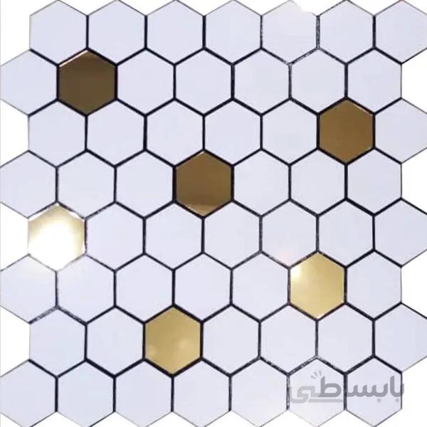 بین کابینتی هگزان سفید دکور طلایی 563