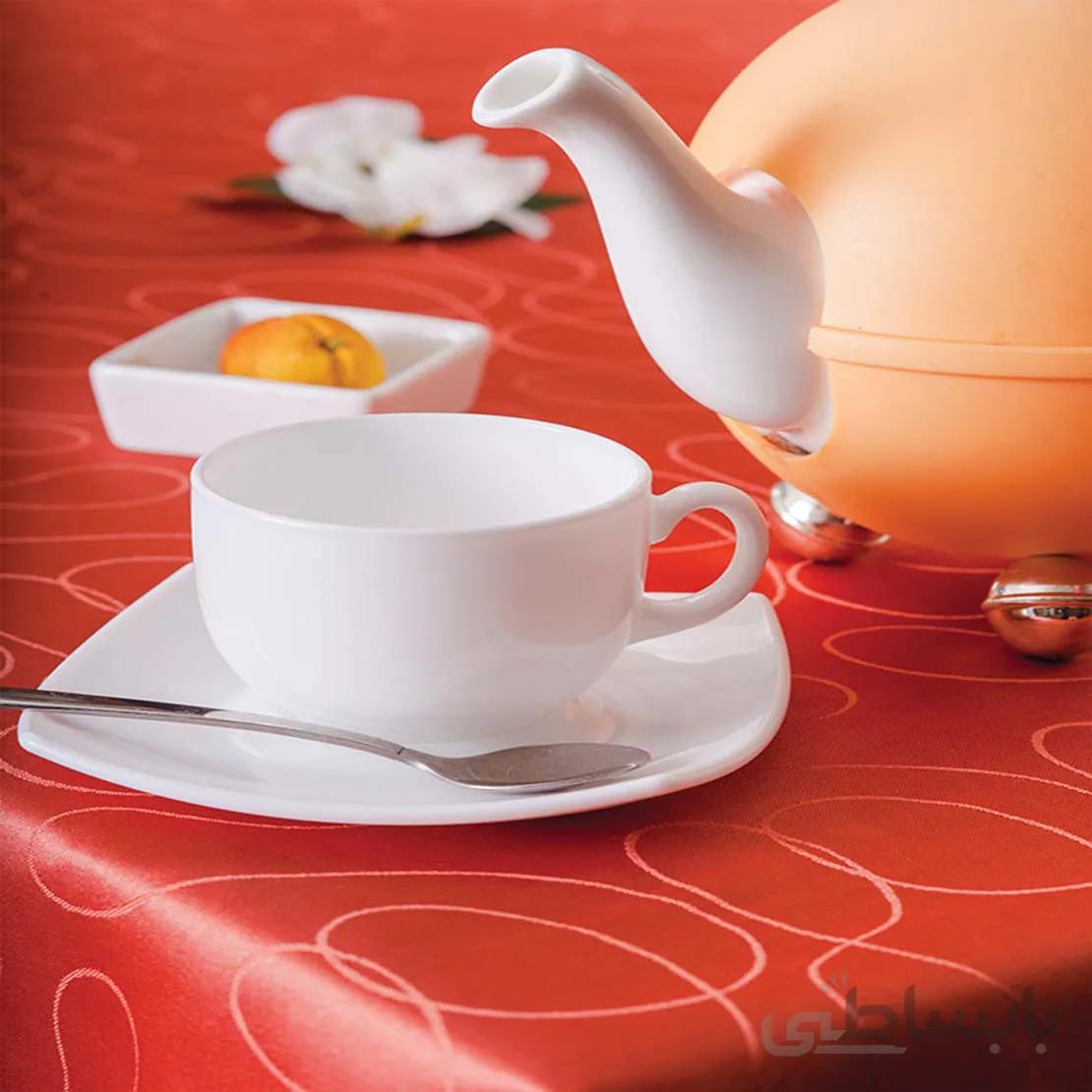 رومیزی ژاگارد 4 نفره گرد قطر 150 موج کرم