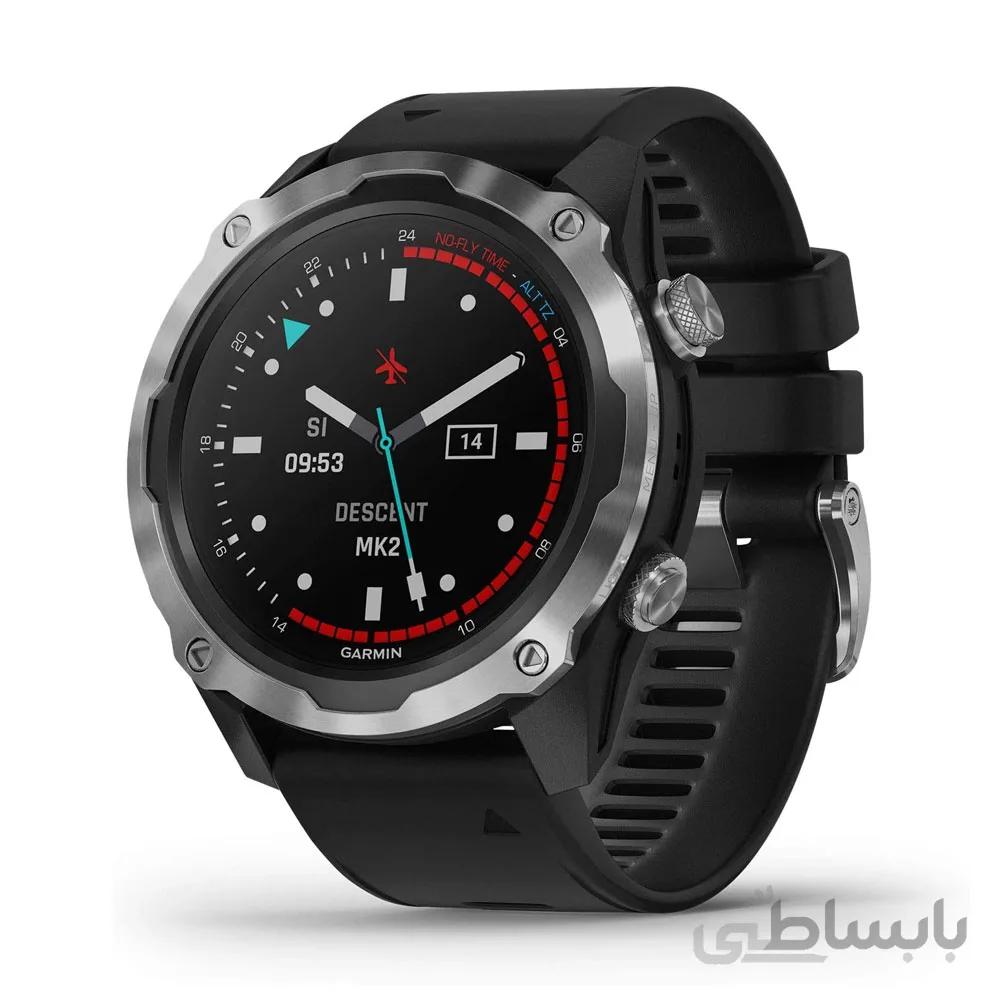 ساعت گارمین مدل Descent Mk2 Stainless Steel with Black Band ا Garmin Descent Mk2 Stainless Steel with Black Band 010-02132-10