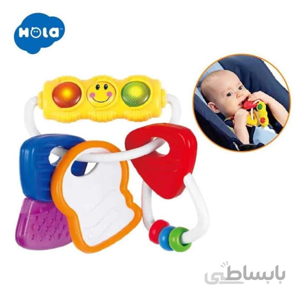 اسباب بازی جغجغه و دندانگیر چراغ دار دسته کلید هولی تویز Hola Light n’ Rattle Keys