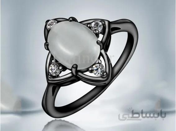 انگشتر زنانه چشم گربه رادیوس سفید-Garro.R.47