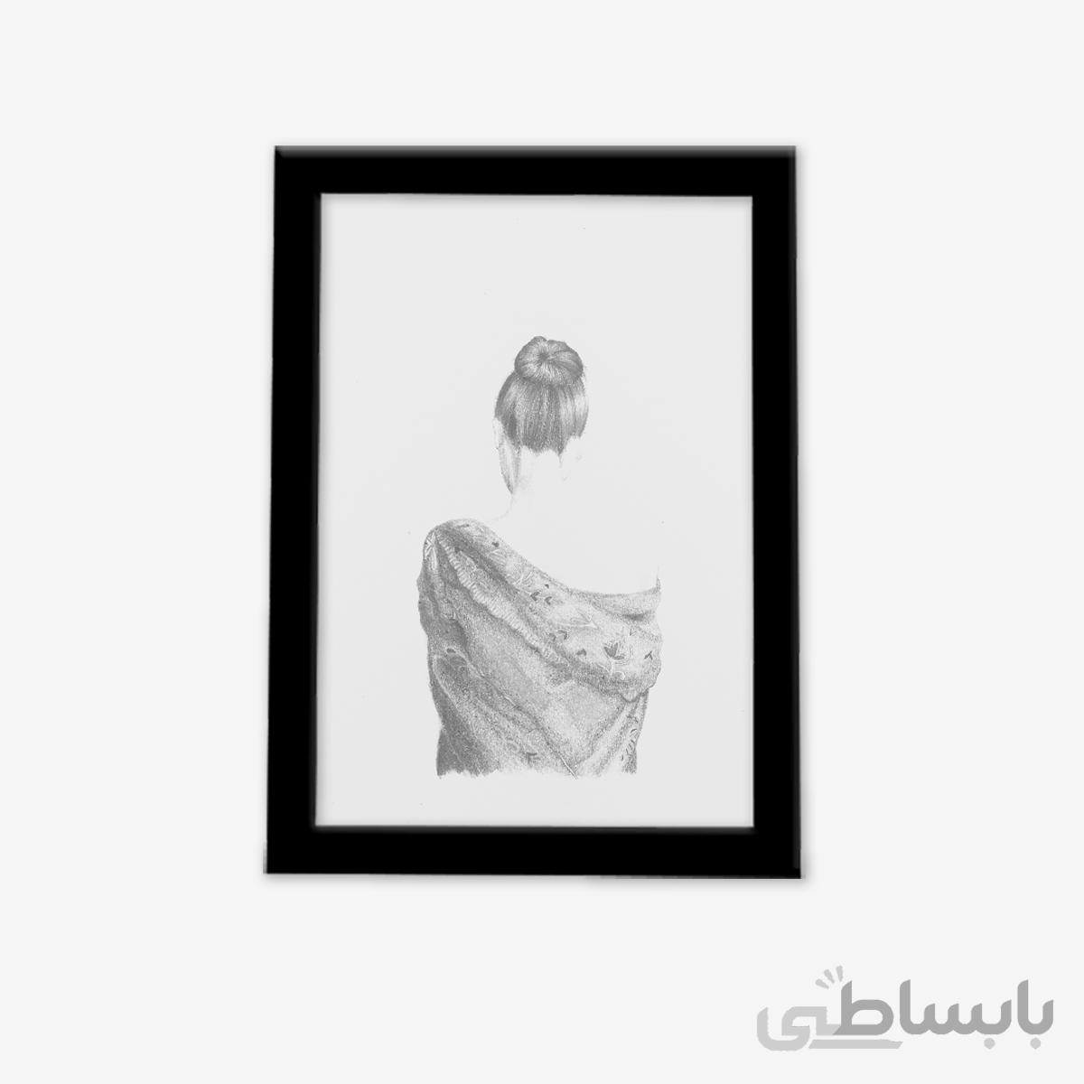 تابلو طرح دختر سیاه قلم
