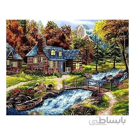 نخ و نقشه تابلو فرش طبیعت کد 34 طرح پل چوبی