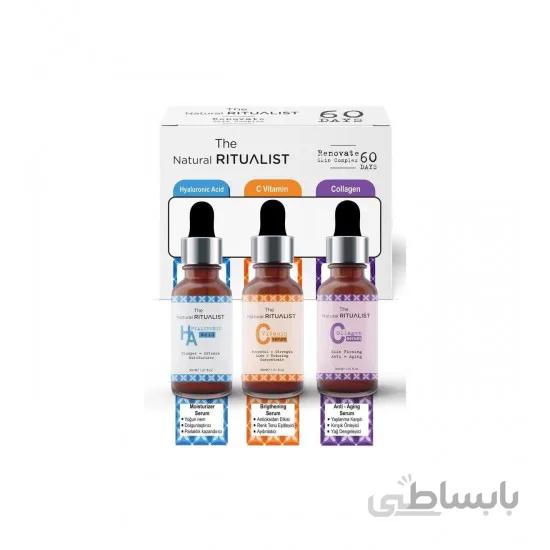 پک سه عددی سرم ویتامین C هیالورونیک اسید و کلاژن The Natural Ritualist حجم 90 میل