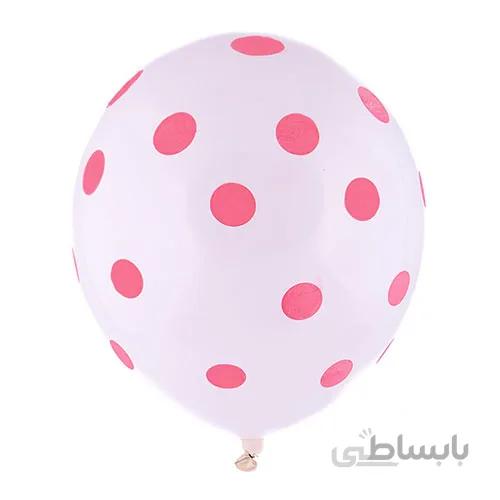 بادکنک لاتکس سفید خال قرمز