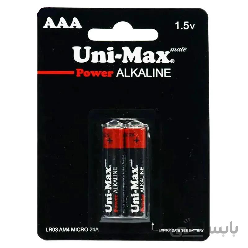 باتری نیم قلمی آلکالاین یونی مکس Uni-Max بسته 2 عددی