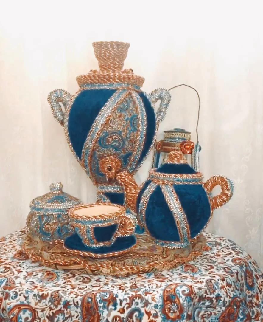 سرویس سماور ترمه و مخمل کد ۱۰۱۲۳۶