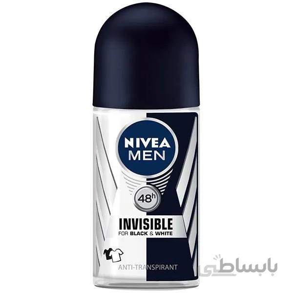 رول ضد تعریق مردانه نیوآ مدل Invisible Black And White حجم 50 میلی لیتر ا Nivea Invisible Black And White For Men Roll-On Deodorant 50ml