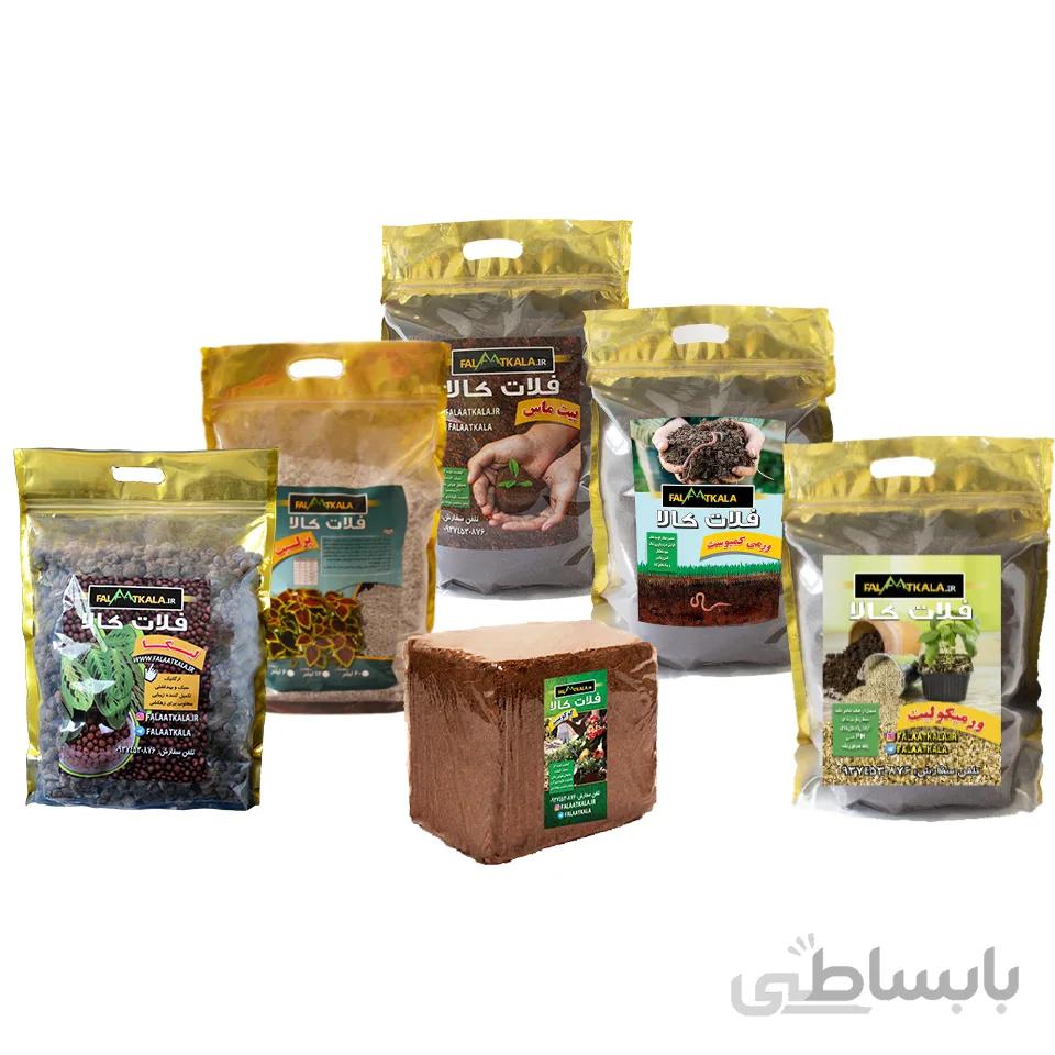 پرلیت، کوکوپیت، پیت ماس، ورمیکولیت، ورمی کمپوست و لیکای فلات کالا کد PCPVVL6L26K وزن 26 کیلوگرم مجموعه 6 عددی