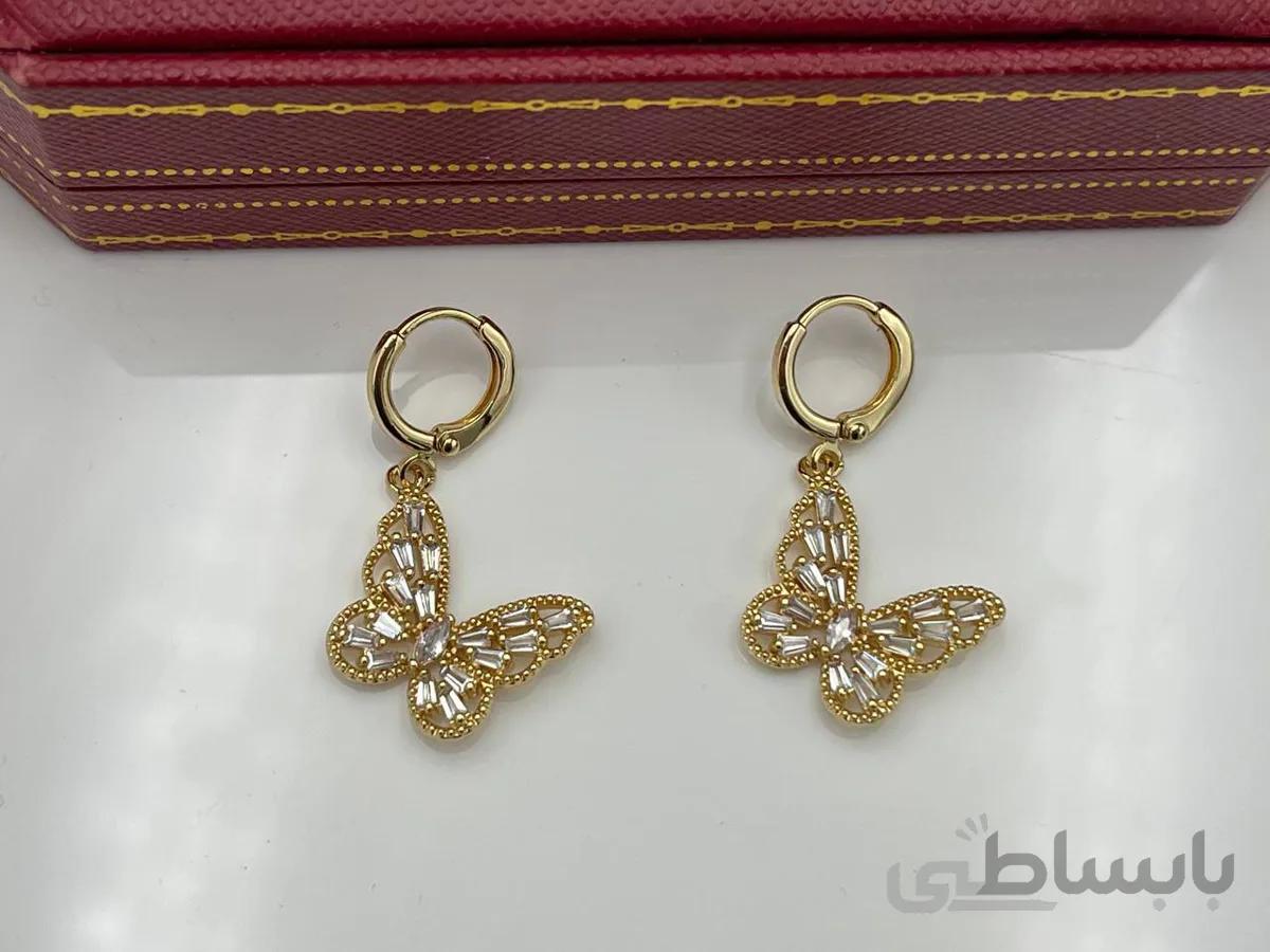 گوشواره پروانه حلقه ای در دو رنگ