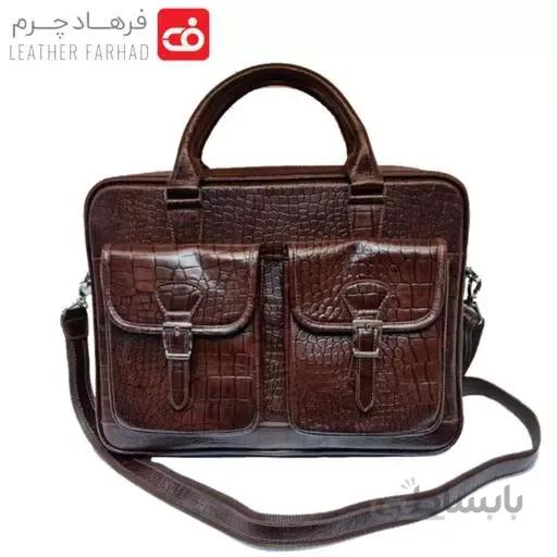 کیف اداری دو دسته دو جیب چرم طبیعی تبریز